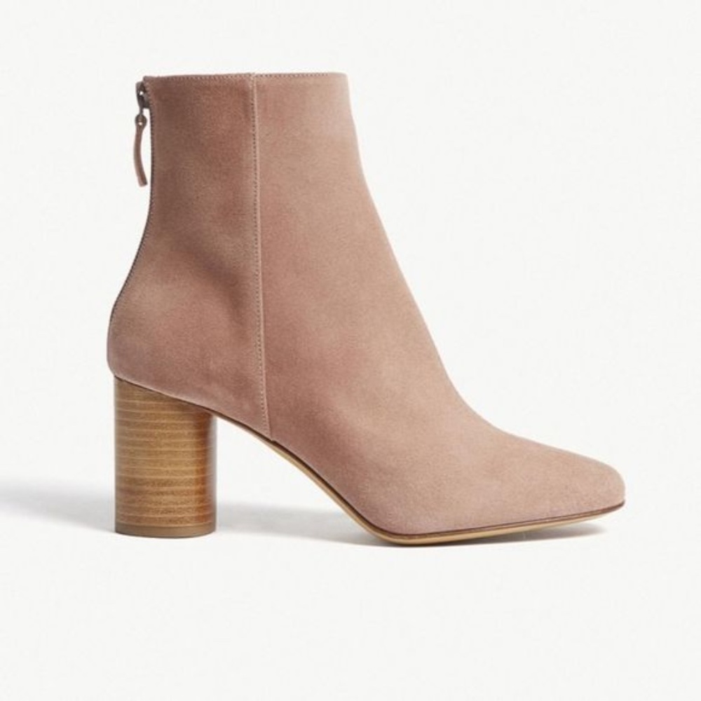 Sandro Pink Suede Leather Booties